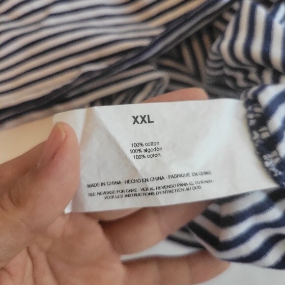 ELLA Moss Top T-shirt Size XXL Short Sleeves Striped Blue/white - Picture 5 of 5